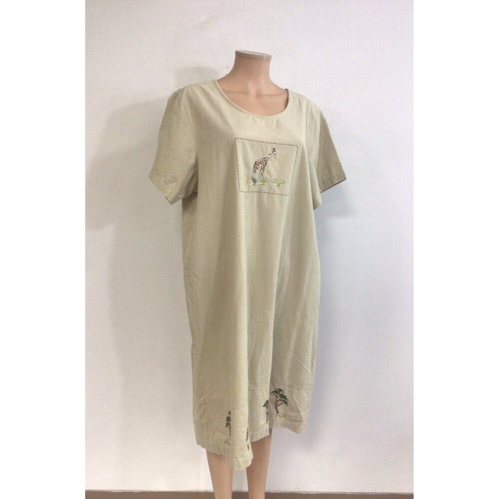 Jane Ashley Safari Dress Animal Print Womens 2X
